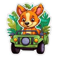 schattig honden het rijden stickers bundel png