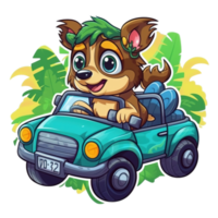 schattig honden het rijden stickers bundel png