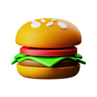 Ilustración 3d del icono de hamburguesa png