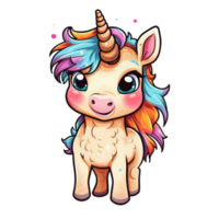 Cute cartoon unicorn sticker png