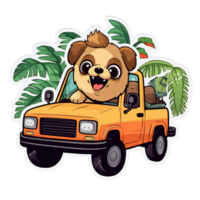 schattig honden het rijden stickers bundel png