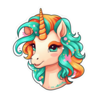 linda dibujos animados unicornio pegatina png