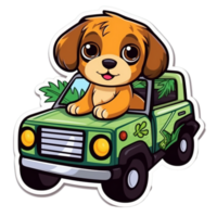 schattig honden het rijden stickers bundel png