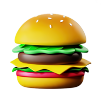 illustrazione 3d dell'icona dell'hamburger png