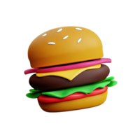 Ilustración 3d del icono de hamburguesa png