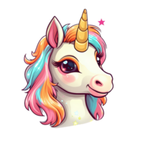 Cute cartoon unicorn sticker png