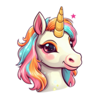 mignonne dessin animé Licorne autocollant png