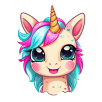 Cute cartoon unicorn sticker png