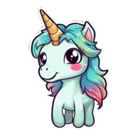 Cute cartoon unicorn sticker png