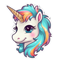 linda dibujos animados unicornio pegatina png