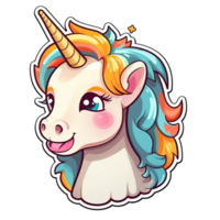 carino cartone animato unicorno etichetta png