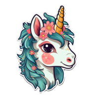 carino cartone animato unicorno etichetta png