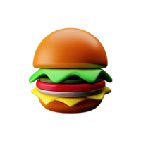 Ilustración 3d del icono de hamburguesa png