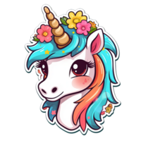 carino cartone animato unicorno etichetta png