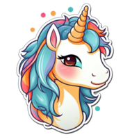 mignonne dessin animé Licorne autocollant png