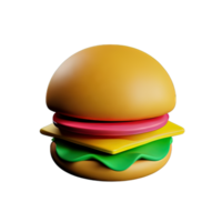 Ilustración 3d del icono de hamburguesa png