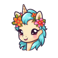 carino cartone animato unicorno etichetta png