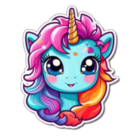 linda dibujos animados unicornio pegatina png