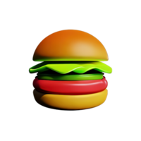 Ilustración 3d del icono de hamburguesa png