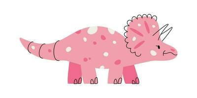 Flat hand drawn vector illustration of triceratops dinosaur