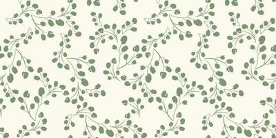 Floral seamless pattern with grass and leaves. Vector design for paper, cover, fabric, interior decor and other use