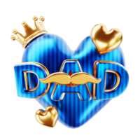 happy father's day 3d illustration with love and dad text png