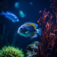 Exotic small fish in aquarium Ai generated photo