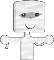 Halloween cartoon character. Cute mummy isolated on transparent background. png