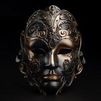 Carnival metal female mask in dark photo