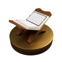 A green and white photo of a holy book on a stand 3d render png