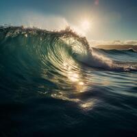 Sun is shinning on a wave photo