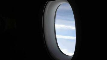 Purple color Empty passenger airplane seats in the cabin, video