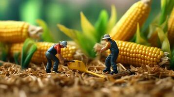 a miniature workers working on corn photo