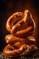 an Pretzels with blur background photo