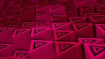 dark pink color 3d geometrical triangular block moving up and down background video