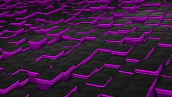 pink color 3d geometrical square block with glowing strip background video