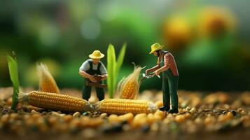 a miniature workers working on corn photo