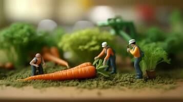 a miniature workers working on carrot photo