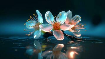 a close up of a branch with Beautiful Peach Blossom on it photo