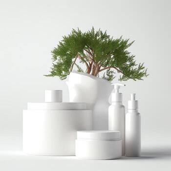 3d representación imagen ilustración de vacío espacio podio monitor en blanco antecedentes foto