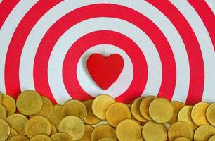 Red heart on dart board game ,Valentine day concept. photo