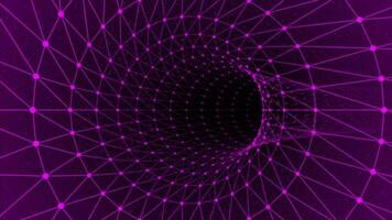 pink color 3d cylindrical mesh seamless looping tunnel background video