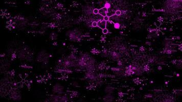 pink color 3d mesh of tech elements and formula , Technology background video