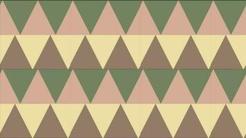 Pink and bluish green and light brown color triangular shapes illusion creating background video