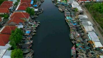 Bandung, On December 10 2022, Aerial view of a fishing village, in West Java, Indonesia. video