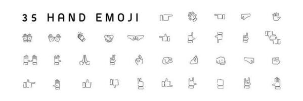 Set of line hands emoji and icon vector