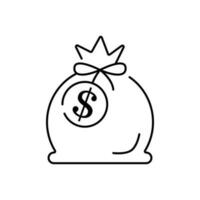 line style money boom icon isolated on white background. Boycott, business war, trade war icon EPS 10. Sack dollar label. vector