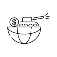 line style money boom icon isolated on white background. Boycott, business war, trade war icon EPS 10. Dollar world and tank. vector