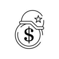 Boycott, business war, trade war icon set in thin line style. Dollar soldier helmet. vector