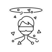 Metaverse icon. Human and virtual monitor or hologram. Outline style. Play online VR or virtual reality game. Vector. Isolate on white background. vector